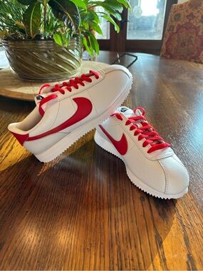 Nike White and Red Classic Cortez Sneakers-brand new, size 8